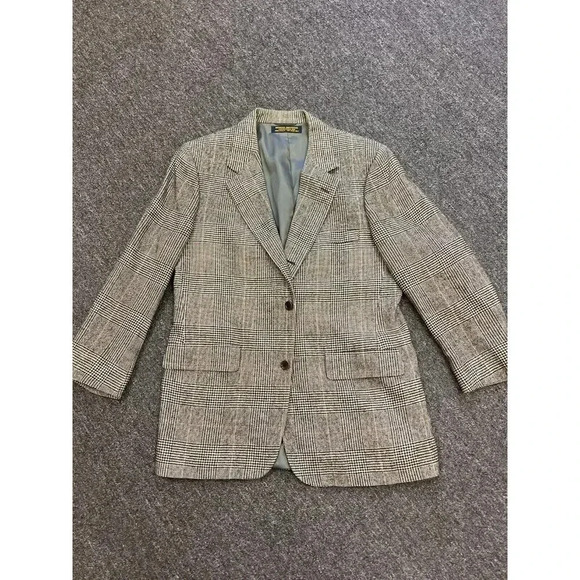 Brooks Brothers Men Gray Houndstooth Notch Lapel Camel Hair Single Breas… - Picture 2 of 11